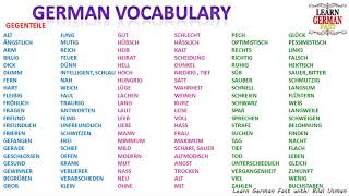 Learn German Vocabulary Gegenteil  Opposite word A1 A2 B1 [upl. by Zailer]