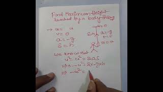 DERIVATION OF FORMULA TO FIND MAXIMUM HEIGHT REACHED BY A BODY THROWN UP SHORTS [upl. by Azarcon916]