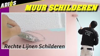 MUUR SCHILDEREN Rechte lijnen schilderen langs plafond Schildersbedrijf Edens Apeldoorn 2018 [upl. by Aryc947]