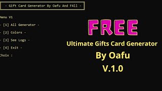 Ultimate Gift Card Code Generator V1 By Oafu [upl. by Balliol843]