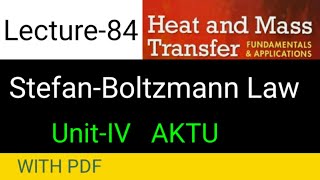 HMT Lecture 84  StefanBoltzmanns Law  Law of Radiation [upl. by Lorianna]