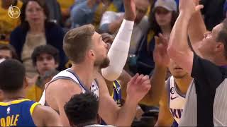 Domantas Sabonis Takes a Shot to the Face from Kevon Looney [upl. by Ahsot]