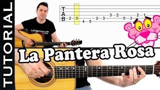 como tocar LA PANTERA ROSA en guitarra FACIL Principiantes y novatos acústica o criolla tutorial [upl. by Ellersick]