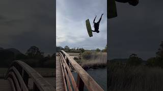 Crazy Kitesurfer Jumping of a Bridge with a Kite 🤯😱 andreaprincipi04 [upl. by Sheeb690]