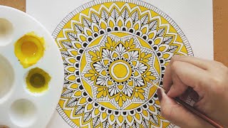 Learn to draw MANDALA ART for beginners  Easy gouache mandala patterns  step by step tutorial [upl. by Loren634]