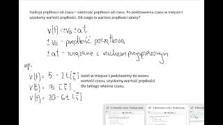 Fizyka rozszerzonakinematyka równanie ruchu i funkcja prędkości od czasu [upl. by Felten]