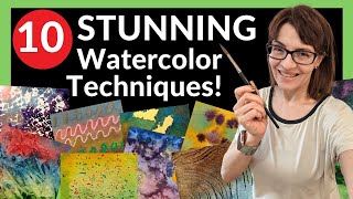 10 Stunning Watercolor Techniques to Transform your Art EASY [upl. by Elsworth]