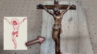 how to carve Jesus cross  wooden sculpture  woodworking [upl. by Dihgirb688]