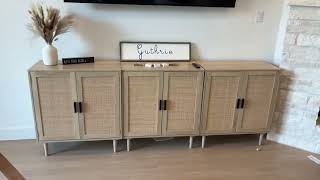 Finnhomy Sideboard Buffet Kitchen Storage Cabinet with Rattan Decorated Doors Review [upl. by Quickman]