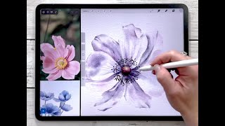 Procreate Tutorial  How To Paint Watercolor Flowers Step By Step [upl. by Tichonn]