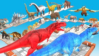 EPIC GIGA TREX DEATHRUN The Toughest of All Animals Dinosaurs Fight Animal Revolt Battle Simulator [upl. by Kacie791]