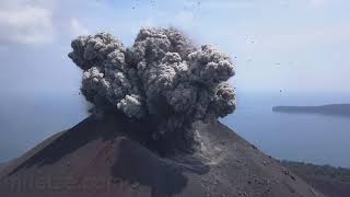 Krakatau volcano  spectacular explosions at day and night [upl. by Nylknarf]