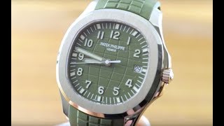 2019 Patek Philippe Aquanaut quotMilitary Greenquot 5168G010 Patek Philippe Watch Review [upl. by Wemolohtrab830]