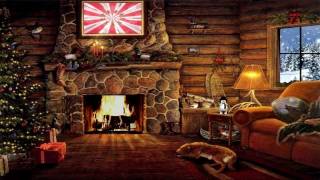 Christmas Cottage with Yule Log Fireplace and Snow Scene LukeAmerica2020 [upl. by Ahsinut]