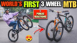 WORLD’S FIRST EVER TRIWHEEL MTB🔥 Unbelievable Public Reactions  Cycle Stunt Challenge [upl. by Noled53]