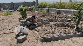 Construction of 0 to 100 raised garden beds with cement blocks [upl. by Bully]