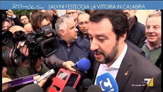 Salvini festeggia la vittoria in Calabria [upl. by Tterrab]