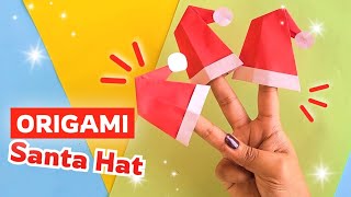 Super easy Santa Clause hat origami  How to make a santa clause hat 🎅 [upl. by Tanya]