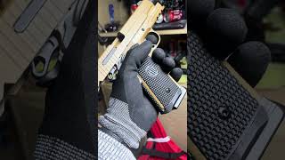 quotSIG SAUER 1911 Emperor Scorpion CO2Powered Air Pistol Rapid Fire Can Crusher [upl. by Apostles]