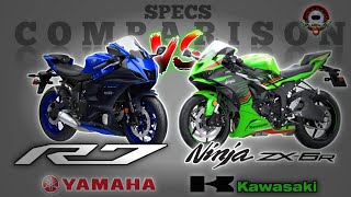 YAMAHA R7 vs KAWASAKI NINJA ZX6R SPECS COMPARISON [upl. by Naashom889]