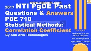 2017 NTI PgDE Questions Answers PDE 710 Correlation Coefficients [upl. by Furgeson]