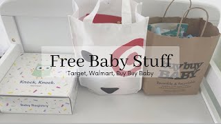 FREE BABY STUFF UNBOXINGS 2021  Target Baby Registry Gift Bag amp Buy Buy Baby Registry Freebie [upl. by Tam]