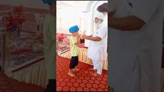 Dastar Tutorial Sikh Kids Pagdi Rasam First Time Tie Turban in gurudwara sahib DastarTutorial [upl. by Blas668]