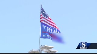 Protrump flag raised by work crew in Sand City parking lot causes a stir [upl. by Alwyn774]