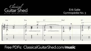 Satie Gymnopedie No 3  Free sheet music and TABS for classical guitar [upl. by Acined217]