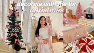 DECORATING MY ROOM FOR CHRISTMAS 2023 🩰⛸️❄️ pink christmas decor haul room makeover [upl. by Faith]