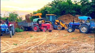 JCB 3dx loading Mud in truck dumper with Tata truck amp jcb backhoe loader tractor trolly video [upl. by Arraeis]