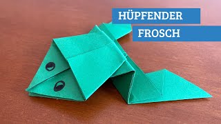 Basteln mit Kindern  Origami  Hüpfender Frosch  Papier falten  einfache und schnelle Spielidee [upl. by Georgie324]