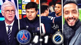 LES ÉNORMES RÉACTIONS PSG 41 BRUGES FC  MBAPPÉMESSI 2 BUTS RESPECTIFS GO 8ÈMES DE FINALE [upl. by Lohner]