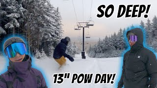 Snowboarding 13quot POW DAY at Snowshoe Mountain [upl. by Kesley312]