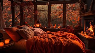 Relax in a Cozy Bedroom with Soft Autumn Rain and Fireplace Comfort [upl. by Lana]