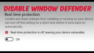 Disable or off Window Defender Windows 10 [upl. by Leiser]