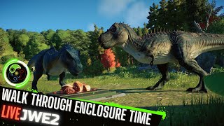 CREATING OUR WALK THROUGH ENCLOSURE  Jurassic World Evolution 2 LiveStream [upl. by Nauqahs]