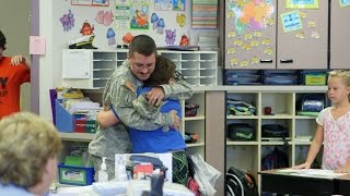 Returning soldier surprises son in class at Graham Elementary [upl. by Wilen]