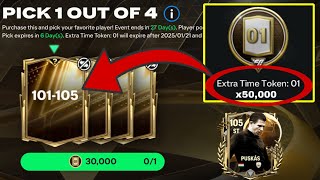 HOW TO GET EXTRA TIME TOKENS 01 EASILY AND OPEN 101105 OVR 30K TOKEN PACK IN FC MOBILE 25 [upl. by Wilhelmine375]