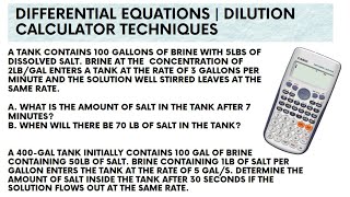 Dilution Problem CALTECH  Differential Equations [upl. by Howarth507]