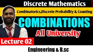 COMBINATORICS AND DISCRETE PROBABILITYCOUNTING  Combinations  LECTURE 02 DISCRETE MATHEMATICS [upl. by Nylirak]