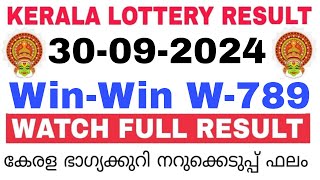 Kerala Lottery Result Today  Kerala Lottery Result WinWin W789 3PM 30092024 bhagyakuri [upl. by Aicilef]