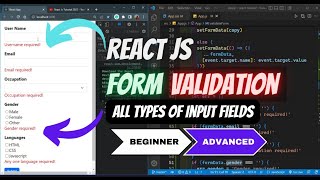 Form Validation for ALL TYPES of INPUT FIELDS Beginner TO ADVANCED Level  React Js Tutorial [upl. by Oeniri407]