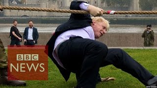 Boris Johnson takes a tumble in tug of war with armed forces  BBC News [upl. by Arretal]