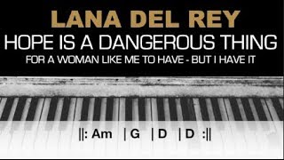 Lana Del Rey  Hope Is A Dangerous Thing Karaoke Chords Acoustic Piano Cover Instrumental Lyrics [upl. by Rihana]