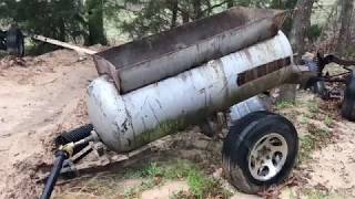 Homemade Concrete Cement Mixer PTO Drive Out Of Propane Gas Tank And Auger Bit Home Made Invention [upl. by Beulah]