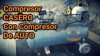 Compresor CASERO Con Compresor De AUTO  Como Hacer  Tutorial  DIY [upl. by Vachell788]