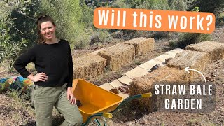 STRAW BALE GARDEN BEDS  Off Grid Homestead in Spain [upl. by Rella117]