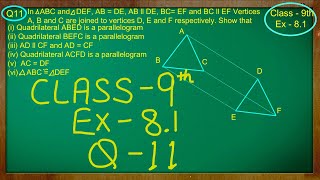 Class  9th  Quadrilaterals  Ex 81 Q no 11 solved ncert [upl. by Gluck]