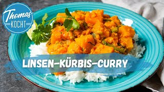 KürbisCurry Rezept mit roten Linsen  unglaublich lecker [upl. by Aivuy]